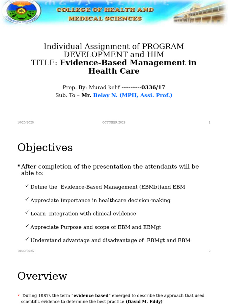 Evidence-Based Management in Healthcare | PDF | Evidence Based Medicine ...