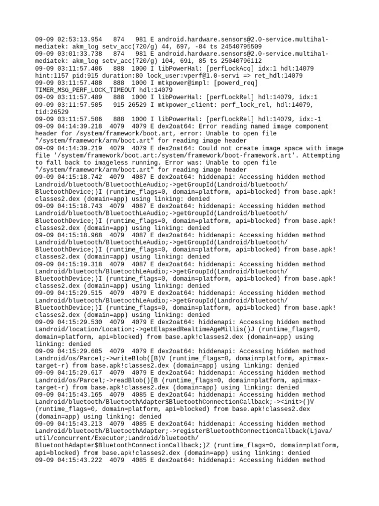 Android Sensor and API Error Logs | PDF | Personal Computers | Computer ...