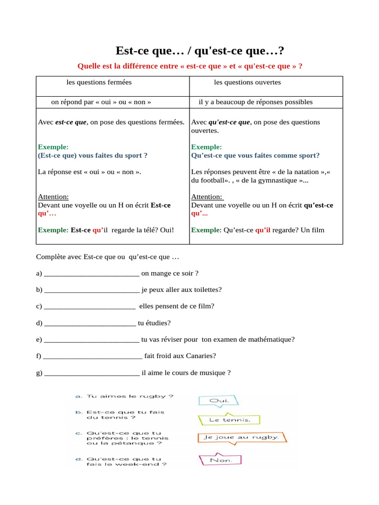 Différences entre questions en français | PDF | Linguistique