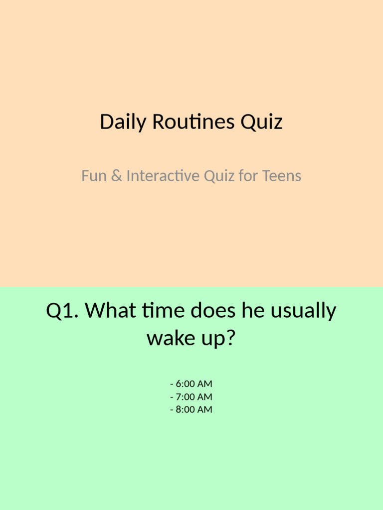 Daily Routines Quiz Separated Answers | PDF