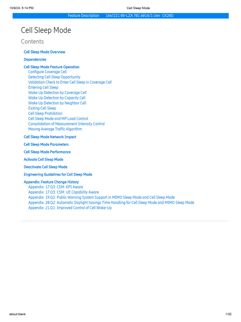 Cell Sleep Mode | PDF | Lte (Telecommunication) | Sleep