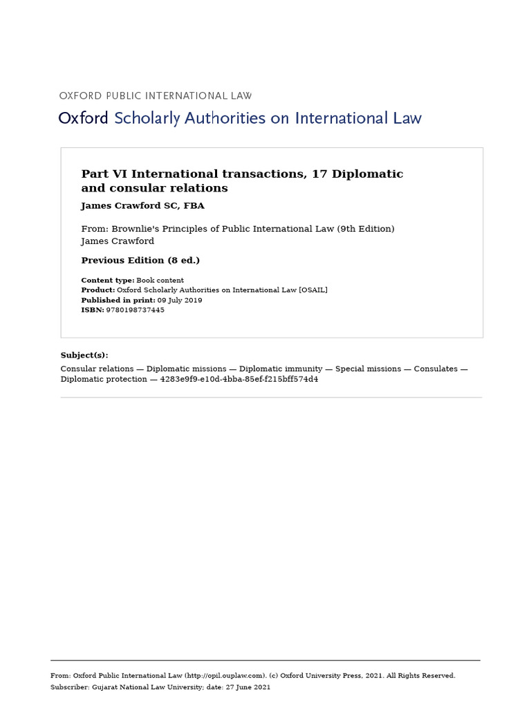 Diplomatic and Consular Relations Explained | PDF | Diplomatic Rank ...