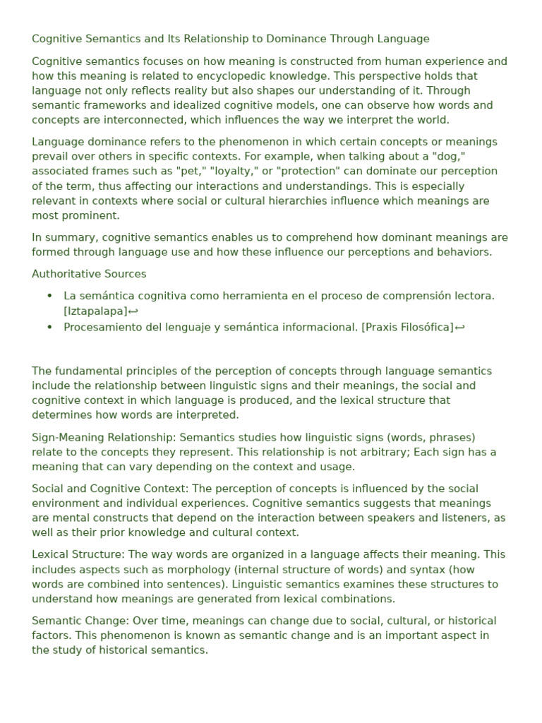 Cognitive Semantics and Language Dominance | PDF | Semantics | Translations