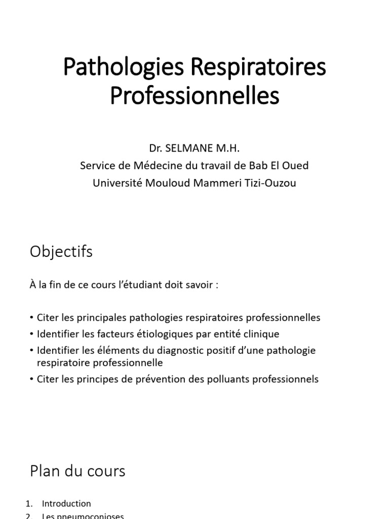 Pathologies Respiratoires Professionnelles | PDF | Asthme | Amiante