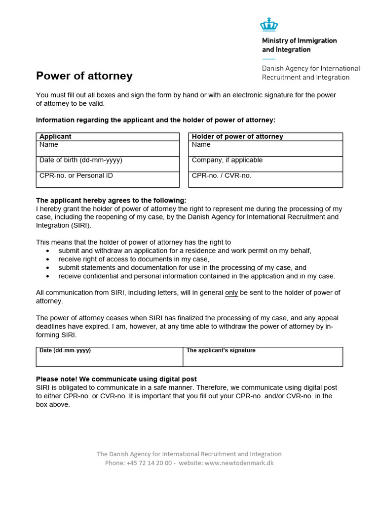 Power of Attorney for SIRI Applications | PDF