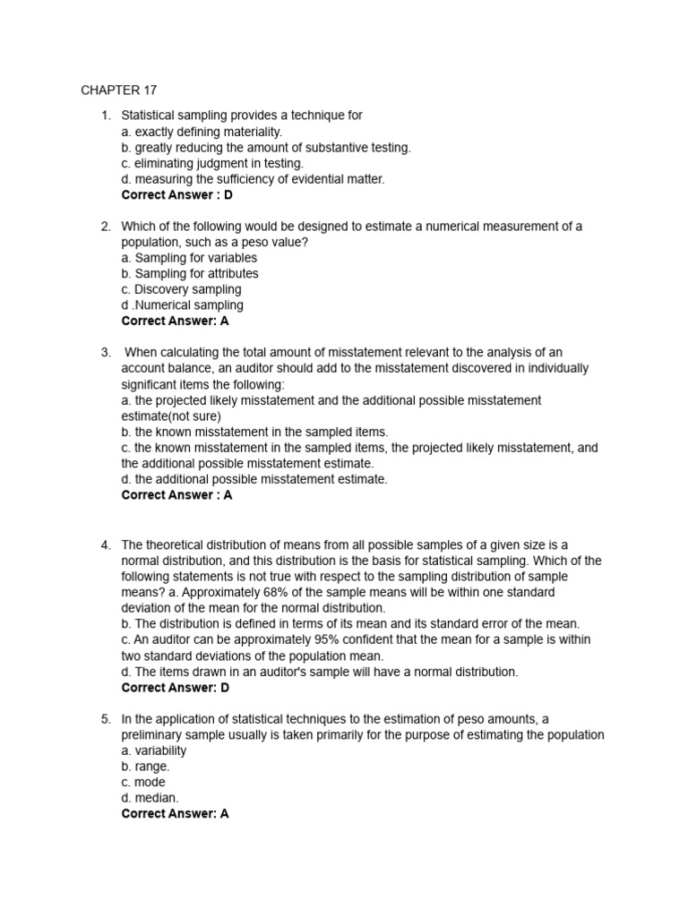 Statistical Sampling in Auditing Techniques | PDF | Sampling ...