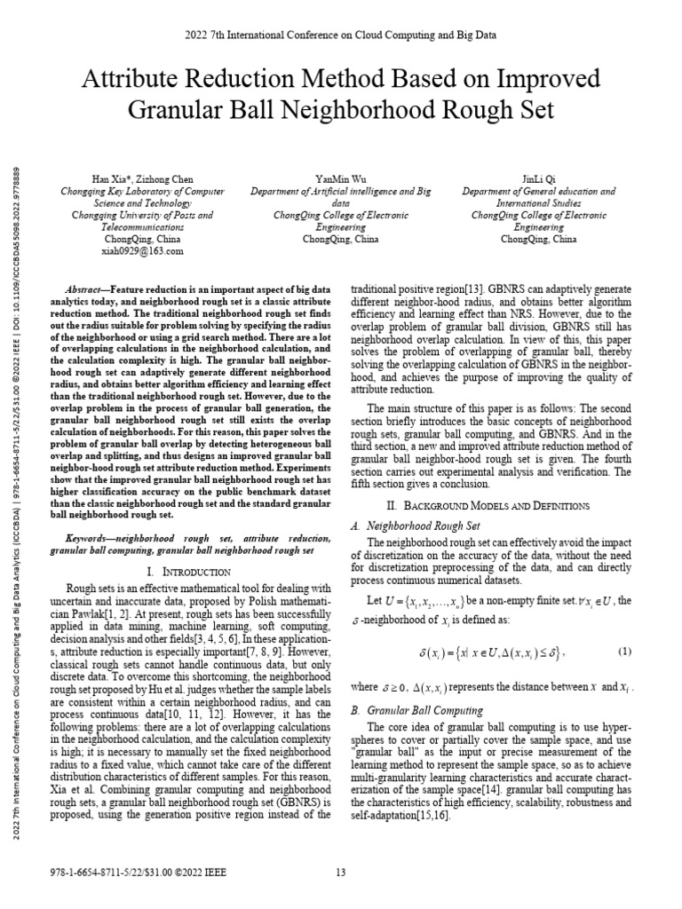 Improved Granular Ball Rough Set Method | PDF | Cluster Analysis ...