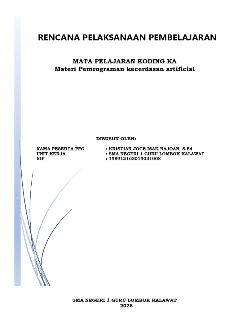 RPP Koding Kecerdasan Artifisial | PDF