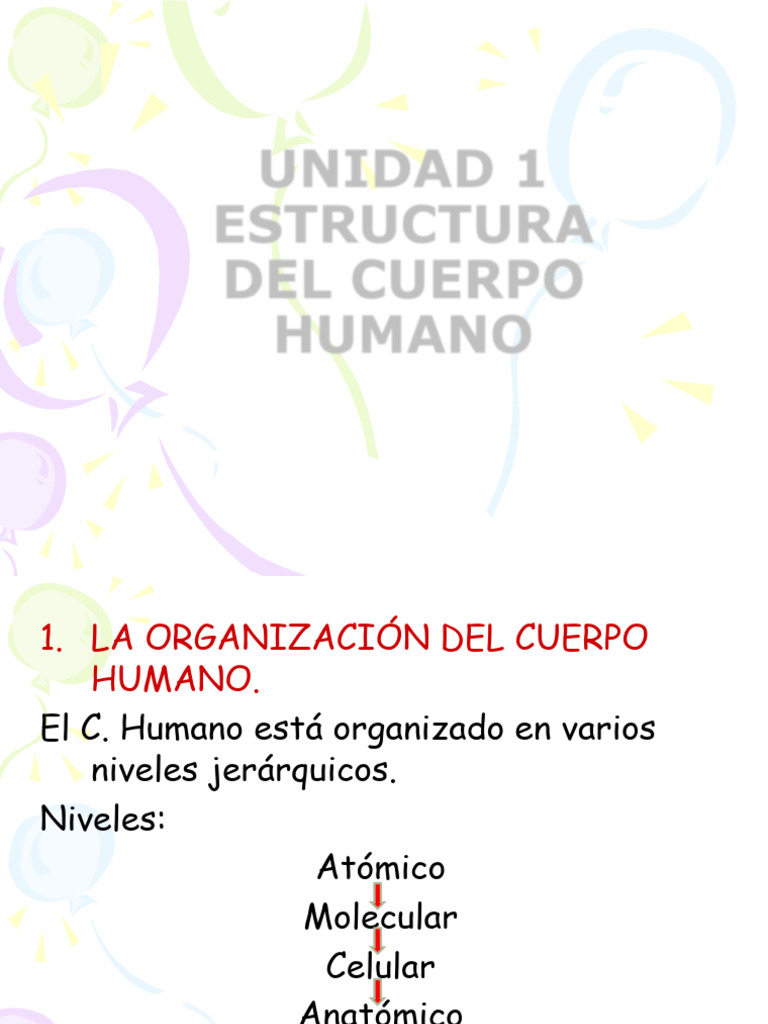 Tema 1 Estruc. Del Cuerpo Humano | PDF | Términos anatómicos de ...