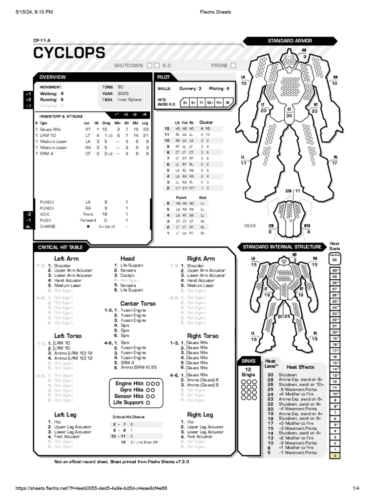 Battletech Mech Record Sheets Overview | PDF