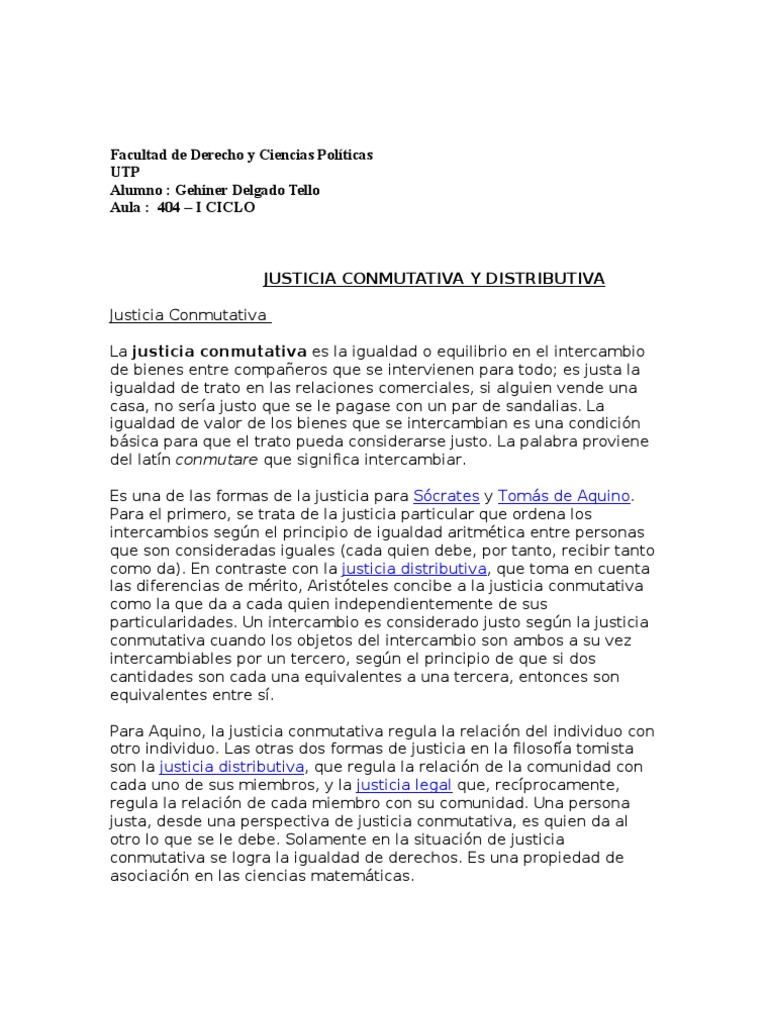 Justicia Conmutativa vs Distributiva | PDF | Justicia | Crimen y violencia