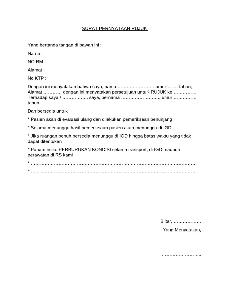 Surat Pernyataan Rujuk | PDF