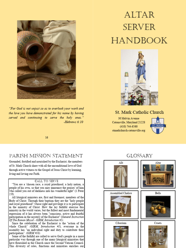 Altar Server Handbook for St. Mark Church | PDF | Mass (Liturgy) | Altar