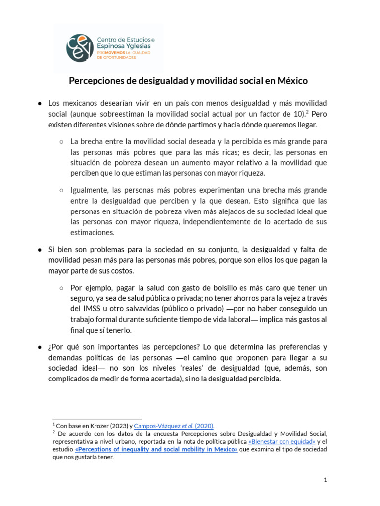 Percepciones de Desigualdad y Movilidad Social en Mexico | PDF ...