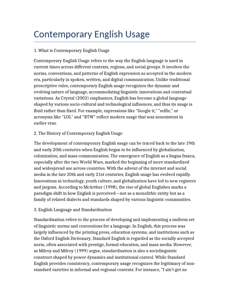 Understanding Contemporary English Usage | PDF | English Language ...