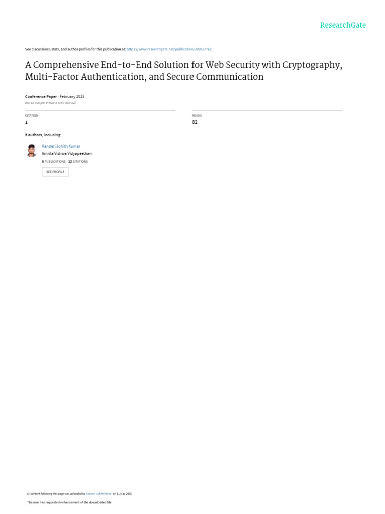 Web Security Solutions: Cryptography & MFA | PDF | Encryption ...
