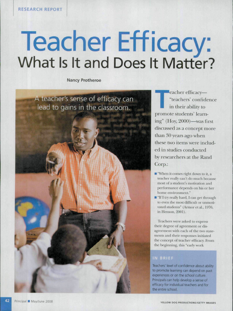Understanding Teacher Efficacy Impact | PDF | Popular Psychology ...