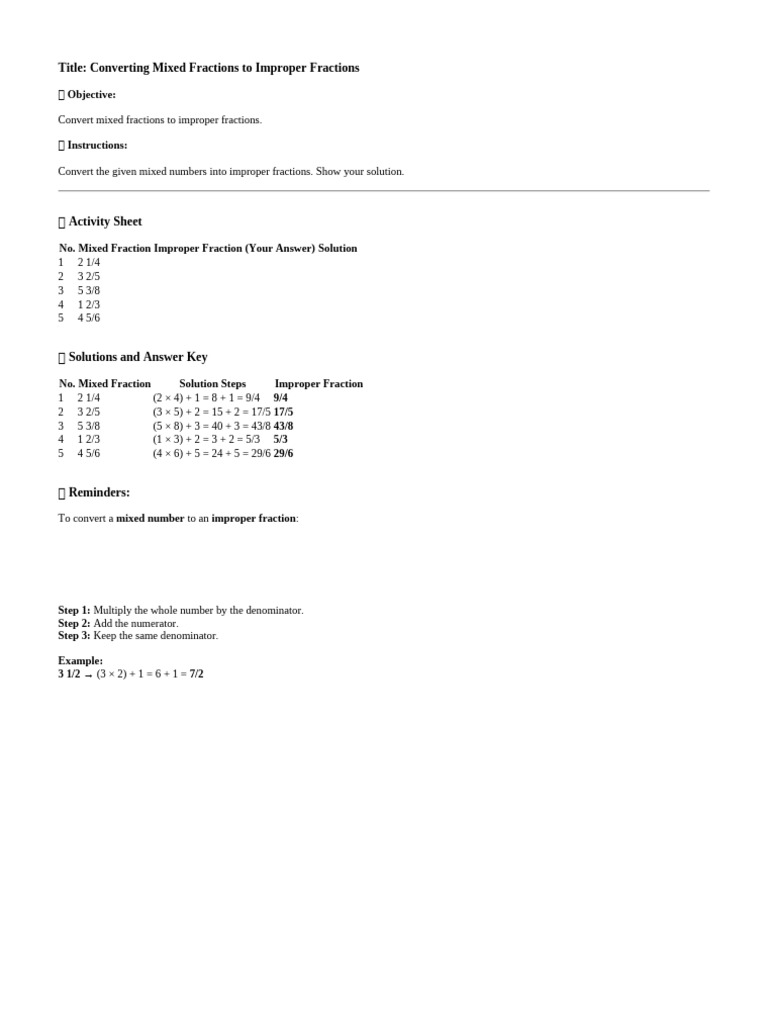 Mixed Fraction | PDF
