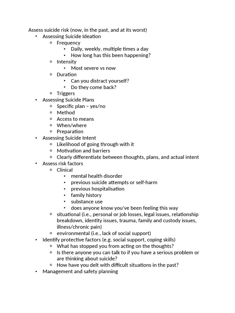 Risk Assessment Checklist | PDF | Self Harm | Suicide