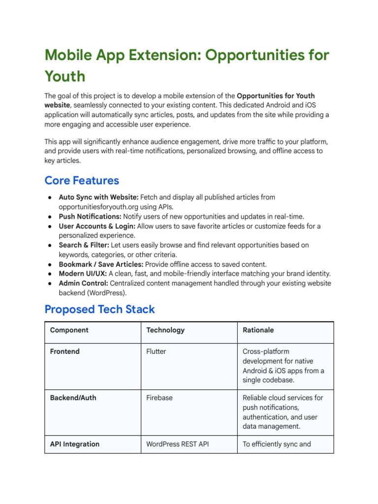 Mobile App Extension - Opportunities For Youth-1 | PDF | Mobile App ...