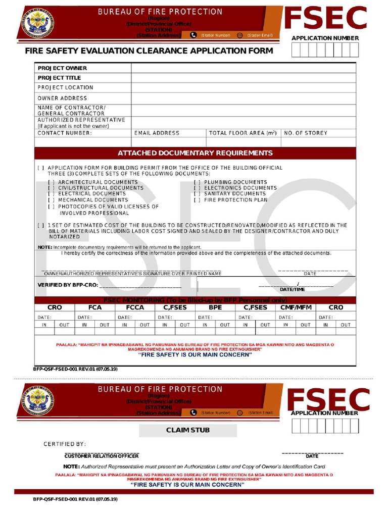 FSED 001 Application Form FSEC REV 1 | PDF