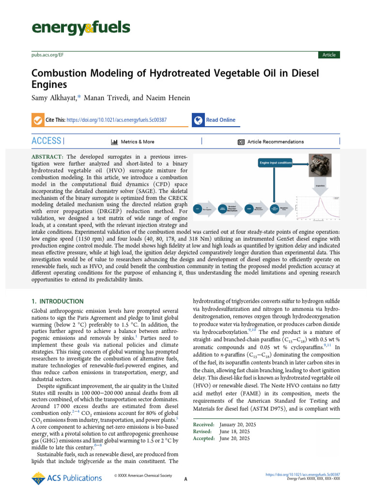 Combustion Modeling of HVO in Diesel Engines | PDF | Diesel Fuel | Fuels
