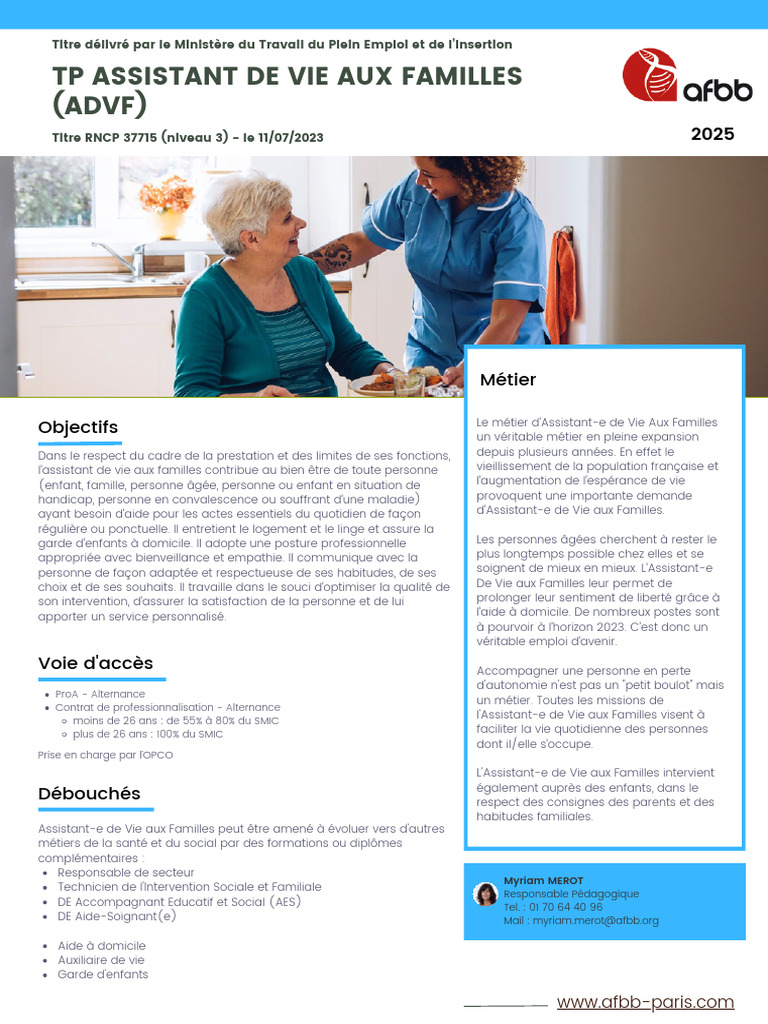 Assistant de Vie aux Familles : Métier d'Avenir | PDF | Invalidité
