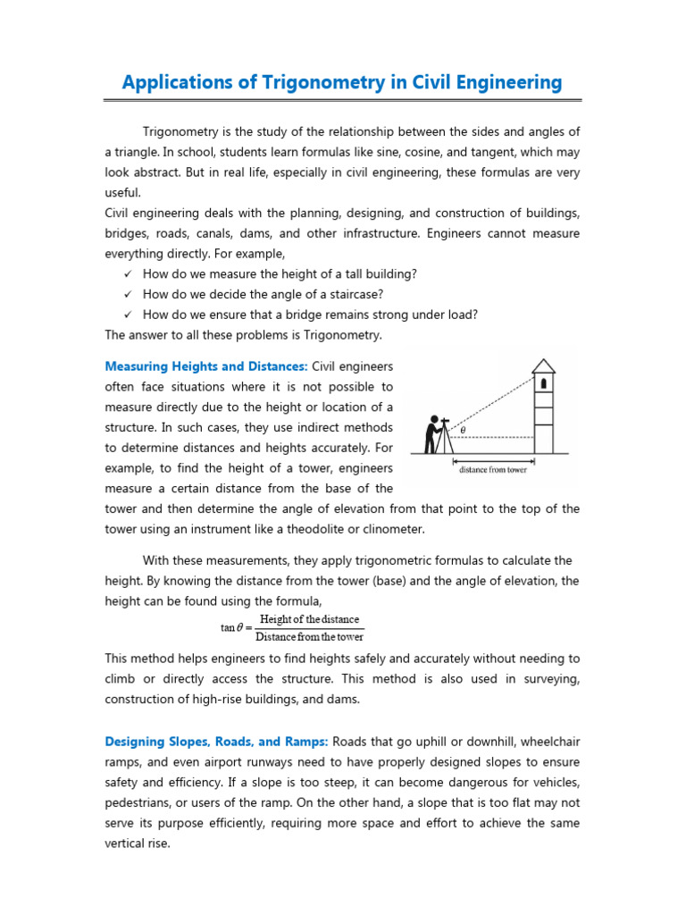 Applications of Trigonometry in Civil Engineering | PDF | Trigonometry ...