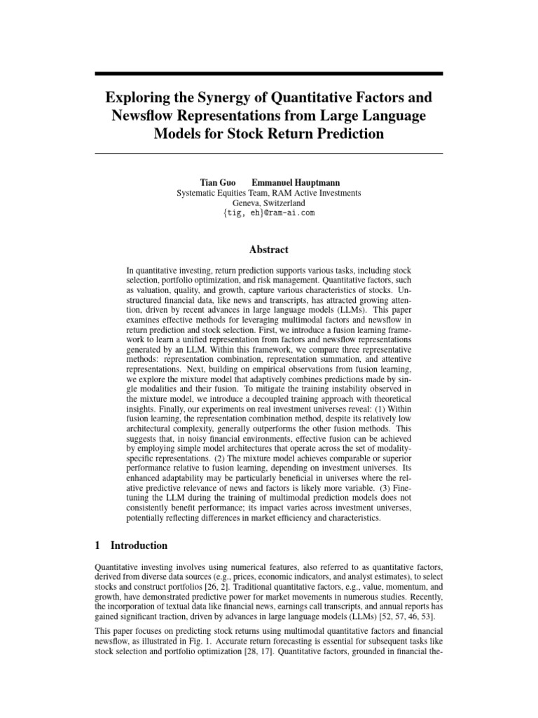 Exploring The Synergy of Quantitative Factors and Newsflow ...