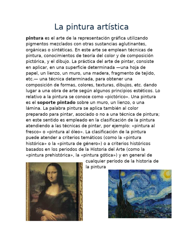 Técnicas y Tipos de Pintura Artística | PDF | Pinturas | Pastel