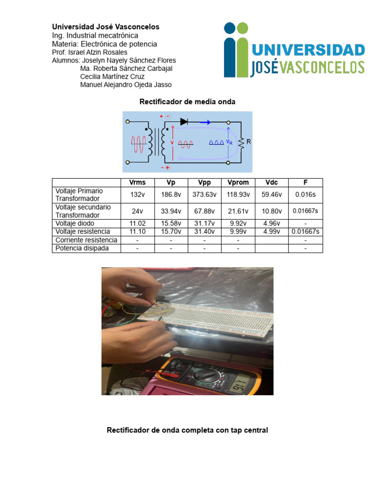Practica 1 Rectificadores Sem2 Pdf Rectificador Ingenieria 