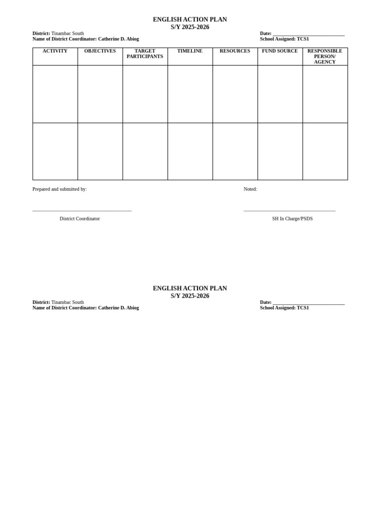 Action Plan Form | PDF