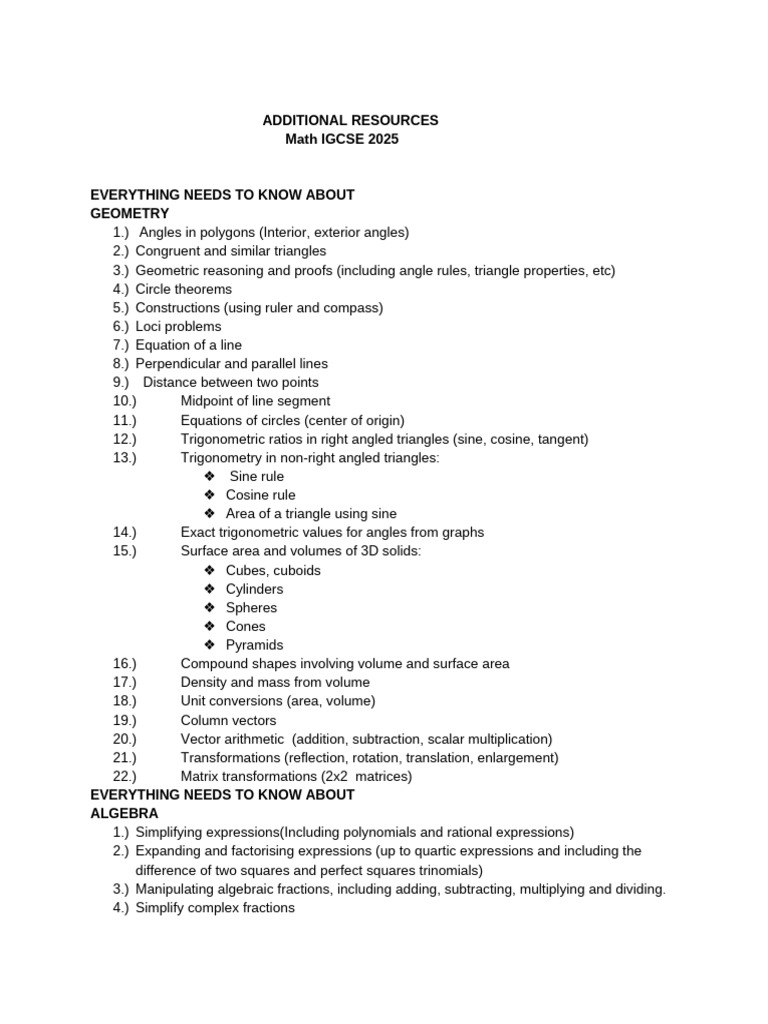 Additional Resources Igcse Math | PDF | Triangle | Trigonometric Functions