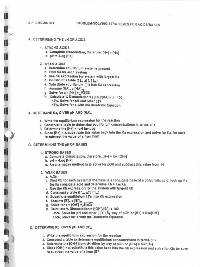 Acid Base Cheat Sheet | PDF