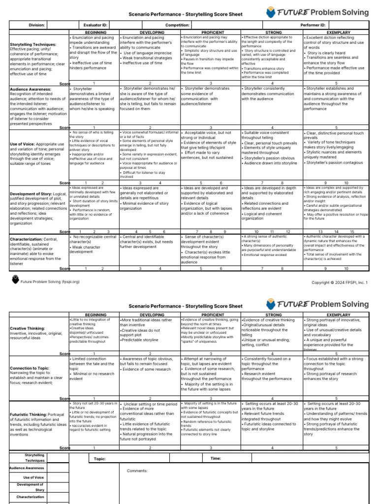 Engaging Voice in Storytelling Rubric | PDF | Storytelling | Creativity