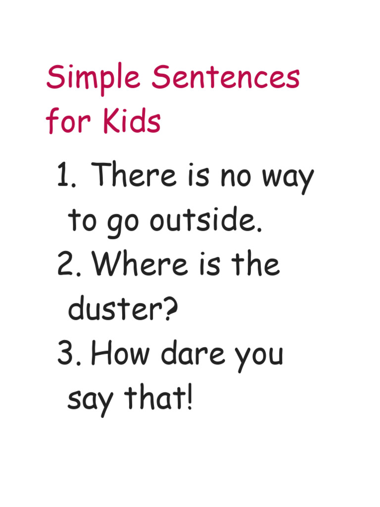 Simple Sentences for Kids: 100 Examples | PDF