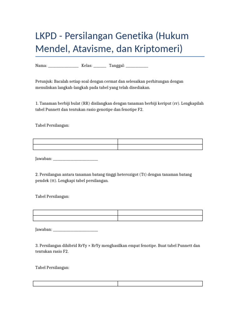Persilangan Genetika: Hukum Mendel dan Kriptomeri | PDF