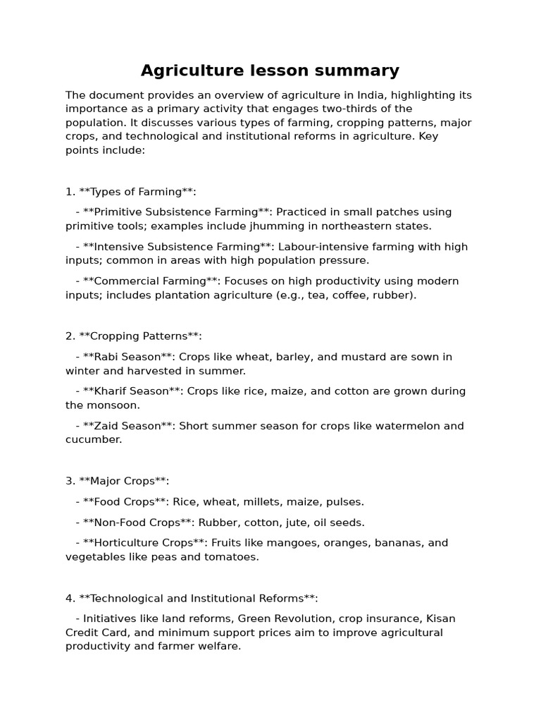 Overview of Indian Agriculture Practices | PDF | Crops | Agriculture