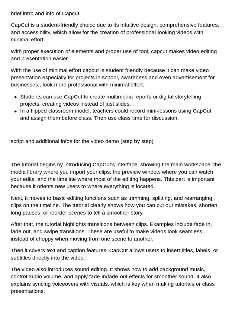CapCut Tutorial for Students and Teachers | PDF | Computing | Software