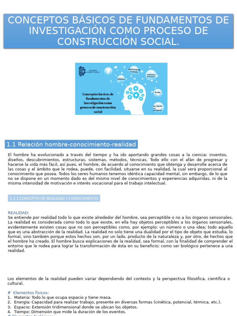 Fundamentos de Investigación y Realidad | PDF | Conocimiento | Realidad