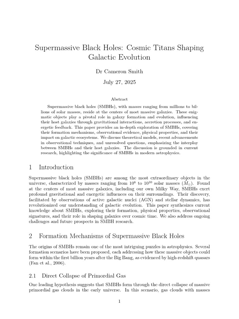 Supermassive Black Holes in Galaxies | PDF | Black Hole | Galaxy
