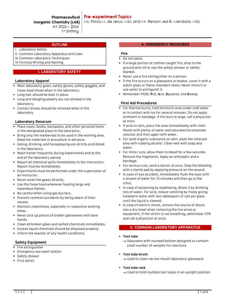 Laboratory Safety and Equipment Guide | PDF | Salt (Chemistry) | Hydroxide