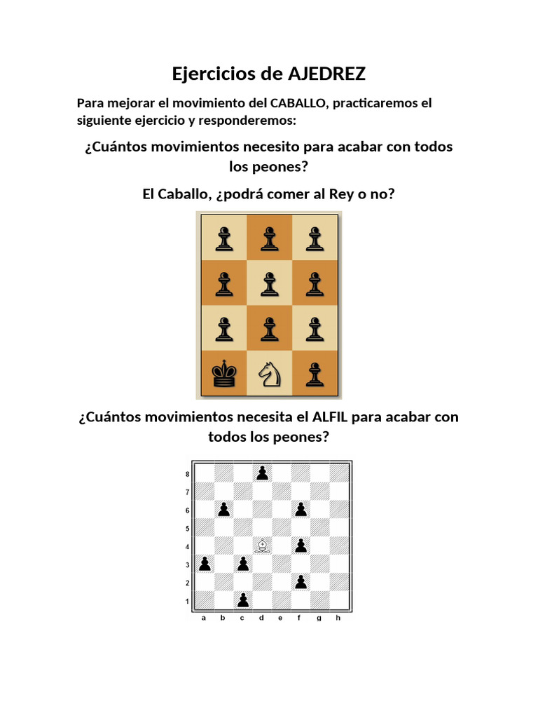 Ejercicios de Ajedrez para Niños | PDF