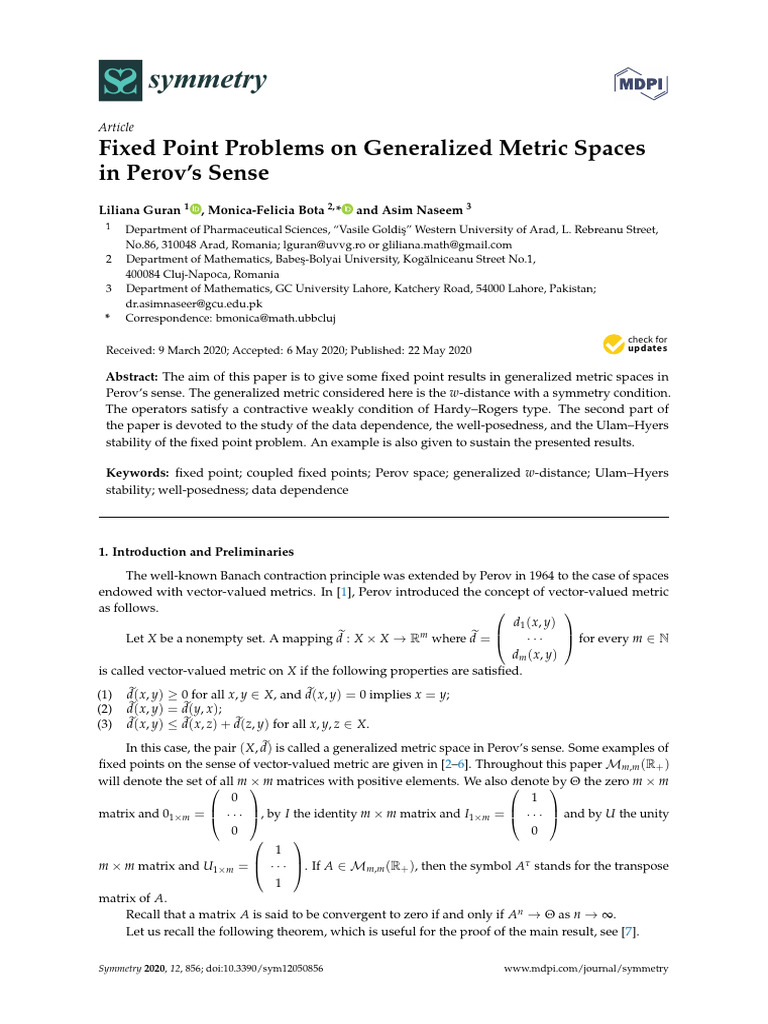Fixed Point Results in Generalized Metric Spaces | PDF | Matrix ...