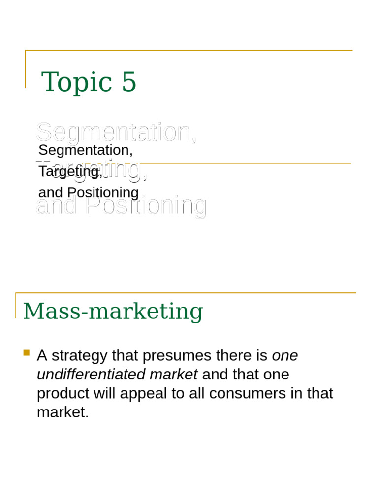 Segmentation, Targeting, Positioning Guide | PDF | Market Segmentation ...