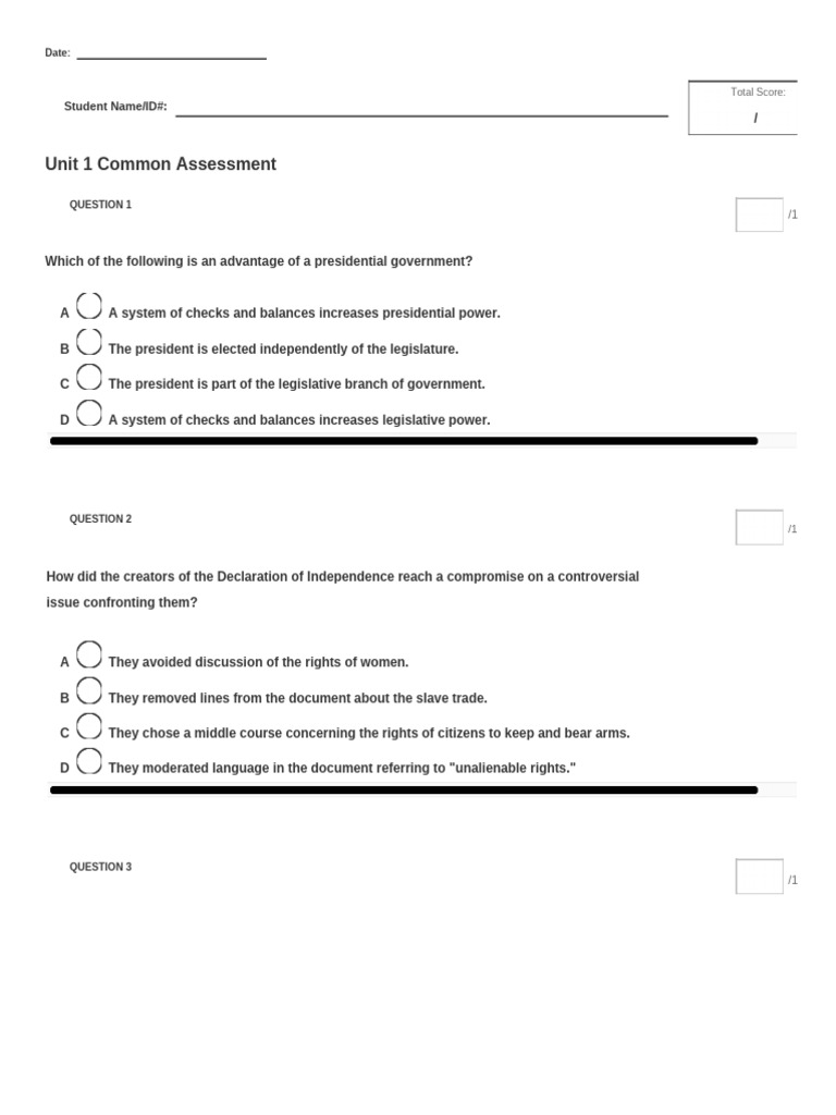 Principles of U.S. Government Assessment | PDF | Constitutional ...