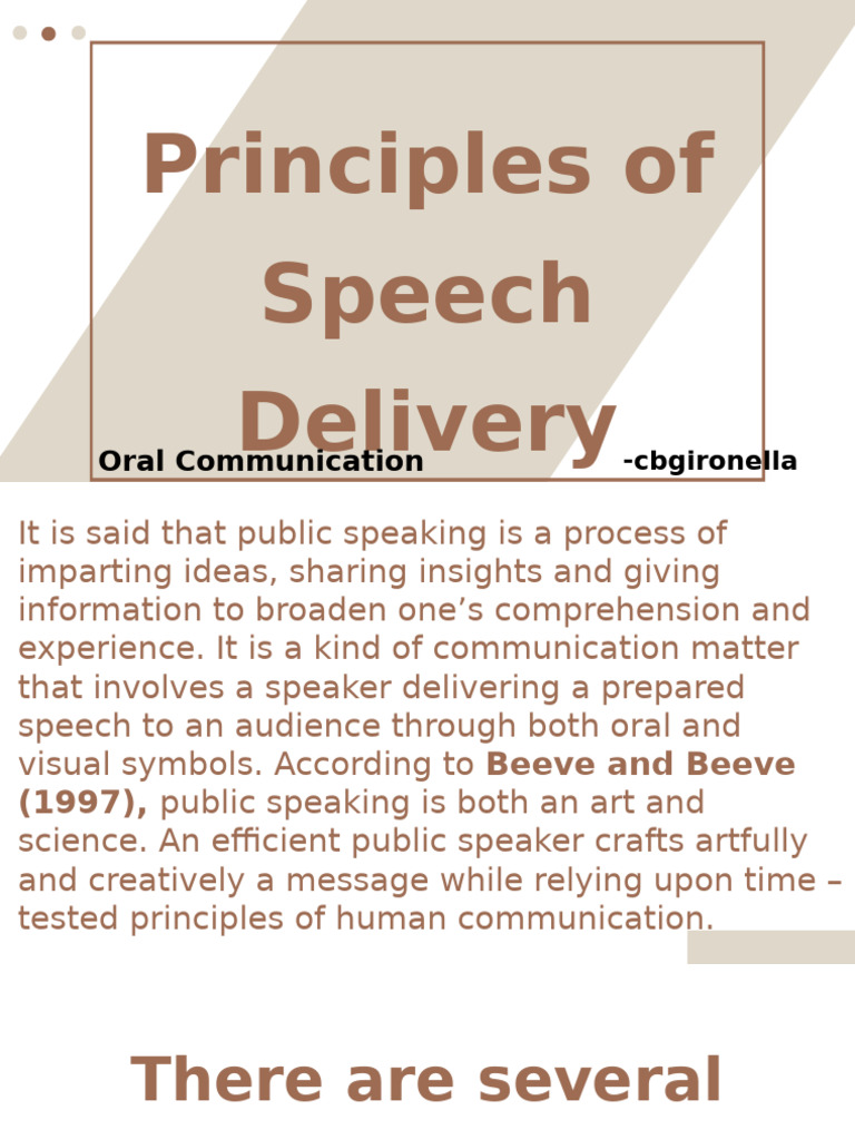 Principles of Speech Delivery | PDF | Human Voice | Speech