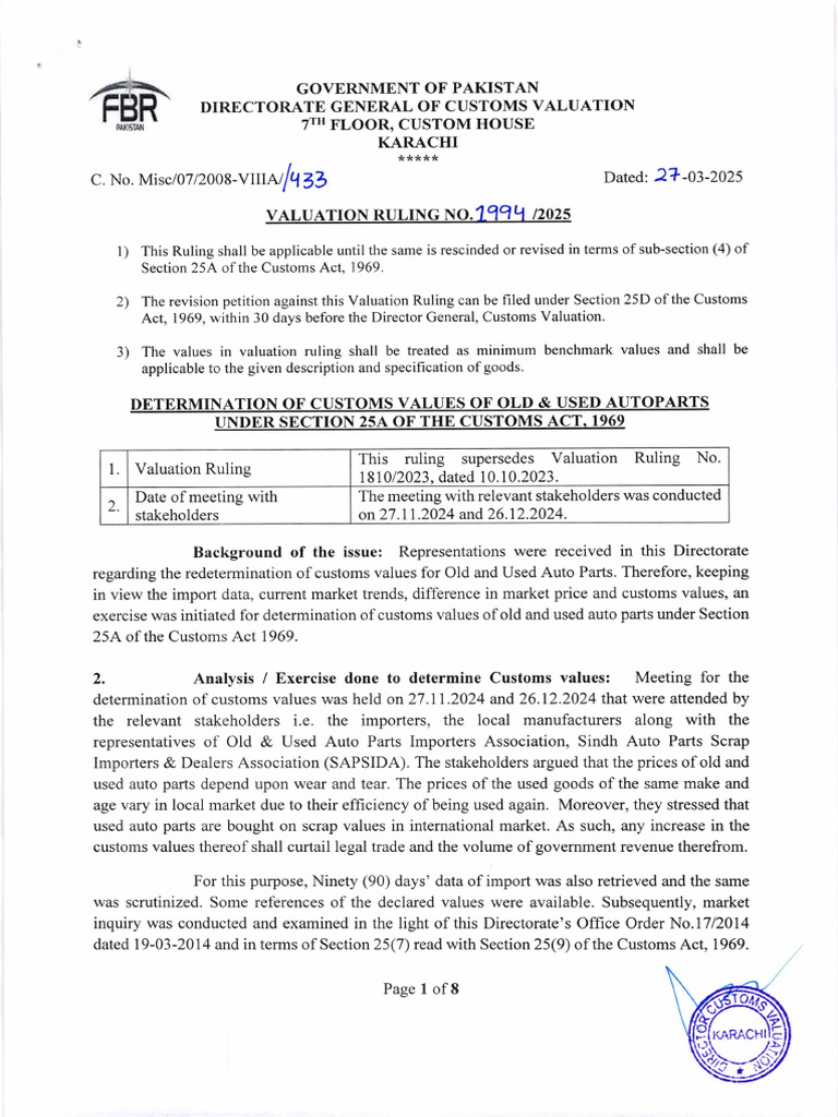 Customs Valuation for Used Auto Parts | PDF | Axle | Motor Vehicle