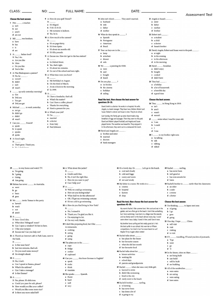 Placement Test | PDF