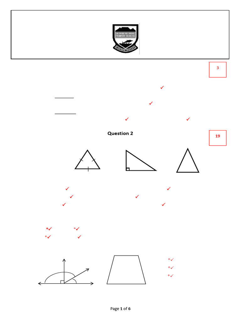 Grade 7 WCED Math Exam Memorandum | PDF | Triangle | Volume